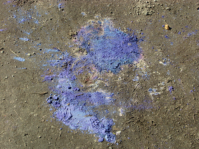 The purple powder is colored cornstarch 4,000 people threw into air on the mainstage at the same time.